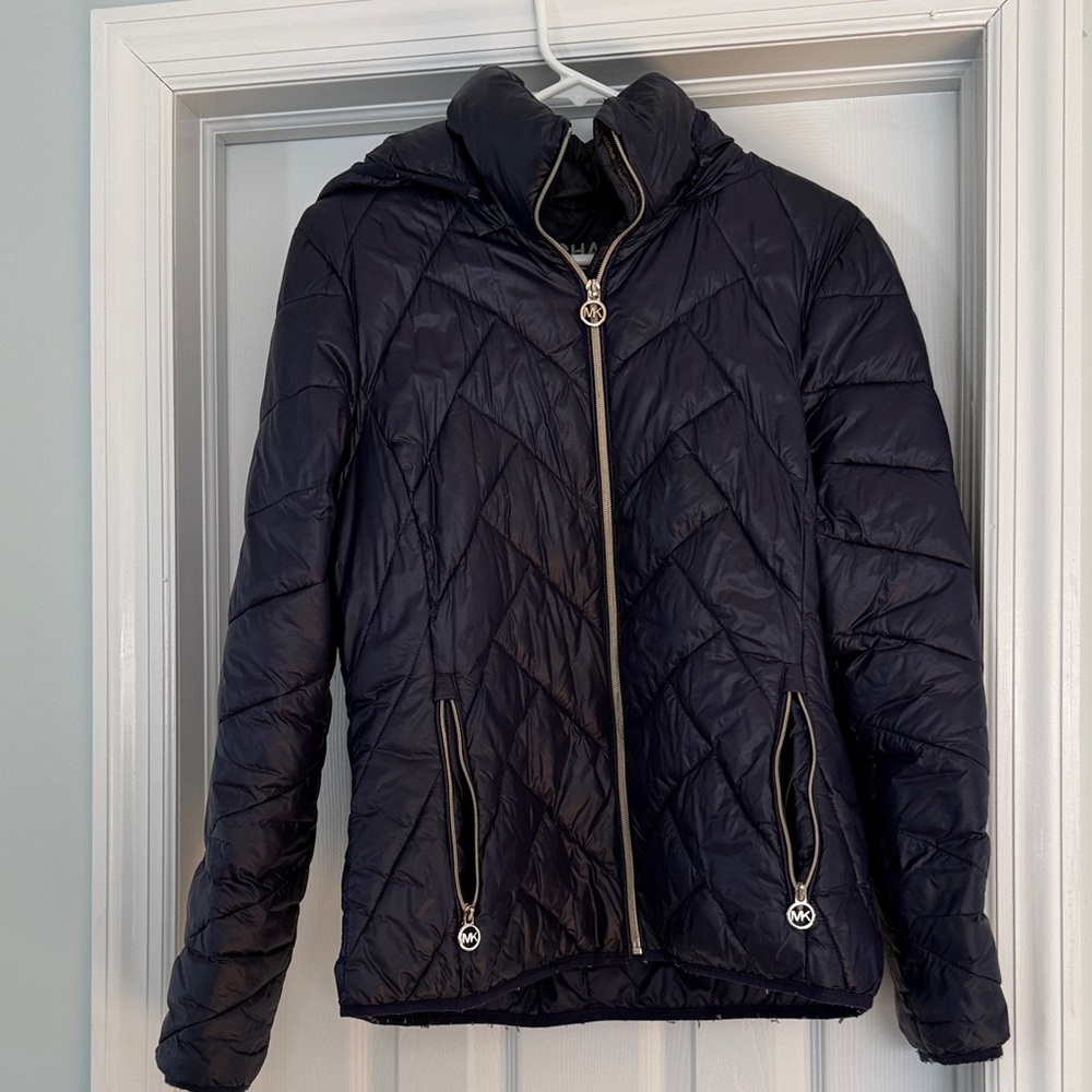 Michael Kors Dark Blue Quilted Puffer Jacket